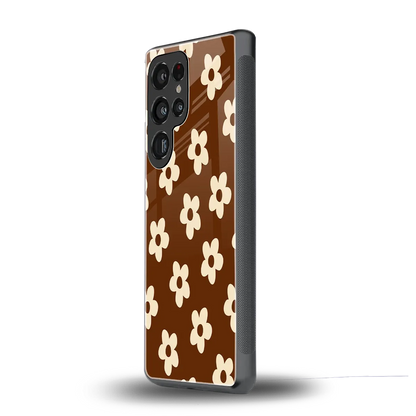 Brown Flowers samsung galaxy s25 ultra mobile cover | shockproof glass phone case