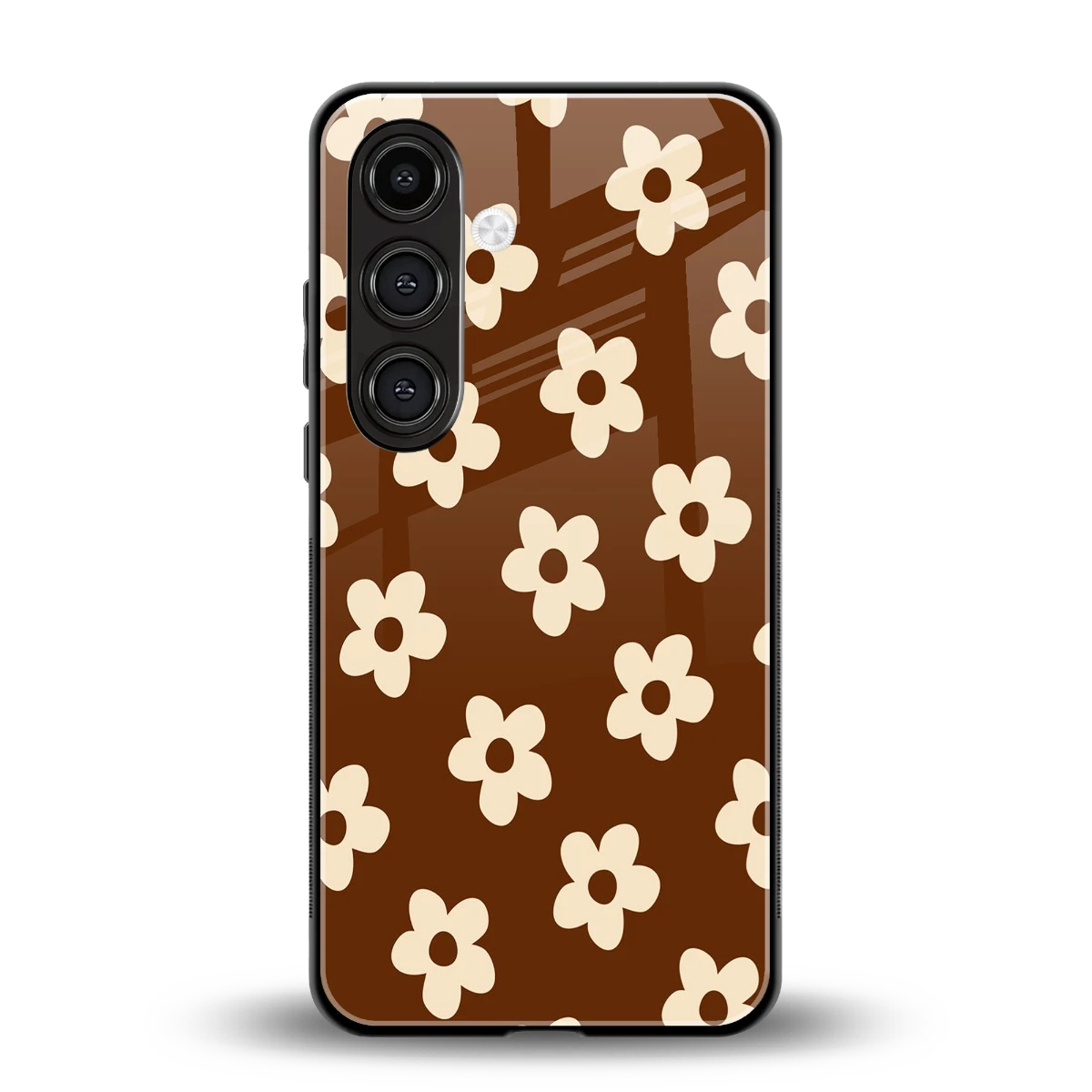 Brown Flowers back phone cover | glass case for samsung galaxy s25 plus
