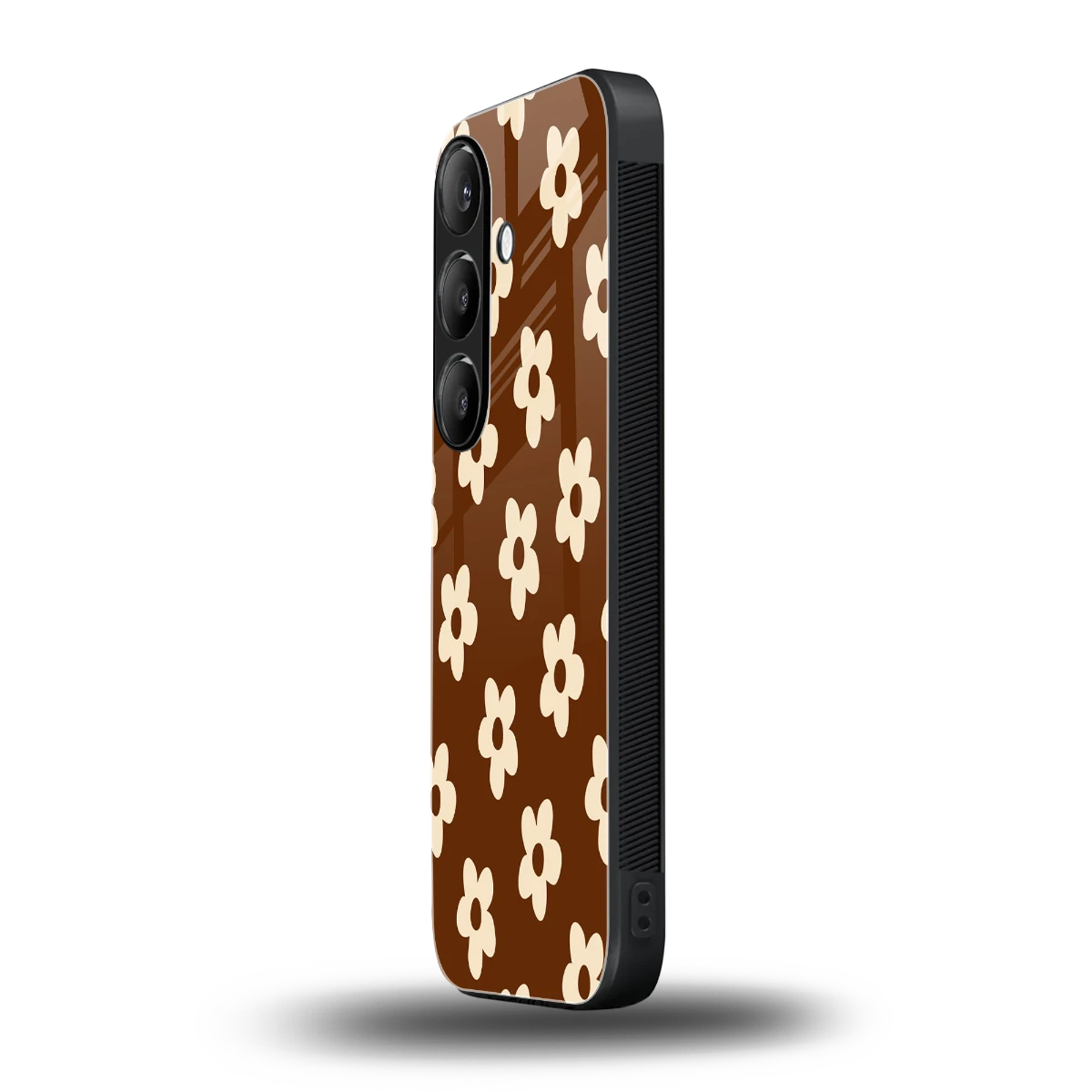 Brown Flowers samsung galaxy s24 mobile cover | shockproof glass phone case