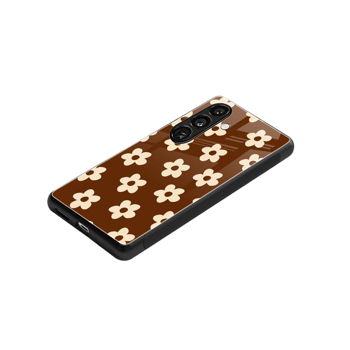 Brown Flowers stylish phone case for samsung galaxy s25 | glossy glass and slim fit