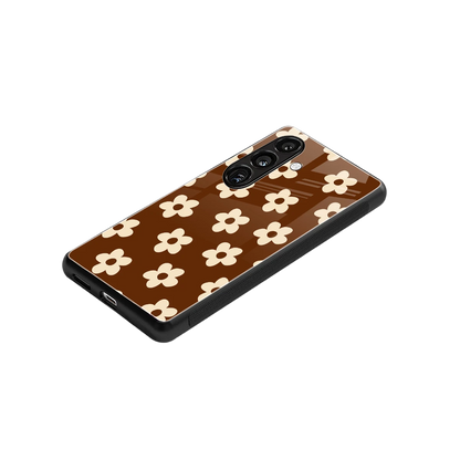 Brown Flowers stylish phone case for samsung galaxy s25 fe | glossy glass and slim fit