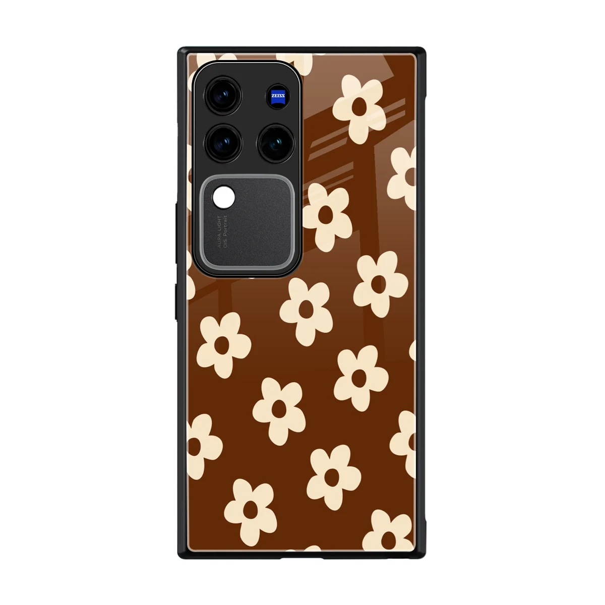 Brown Flowers back phone cover | glass case forvivo v30 pro