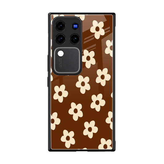 Brown Flowers back phone cover | glass case forvivo v30 pro