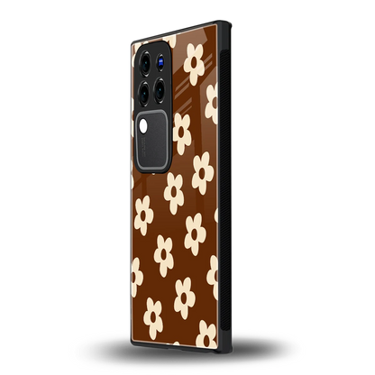 Brown Flowersvivo v30 pro mobile cover | shockproof glass phone case