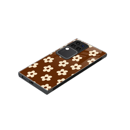 Brown Flowers stylish phone case forvivo v30 pro | glossy glass and slim fit