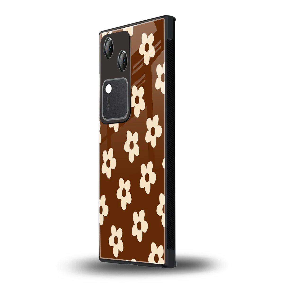Brown Flowers vivo v30 mobile cover | shockproof glass phone case