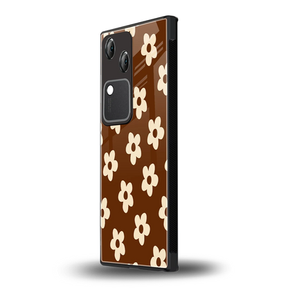 Brown Flowers vivo v30 mobile cover | shockproof glass phone case