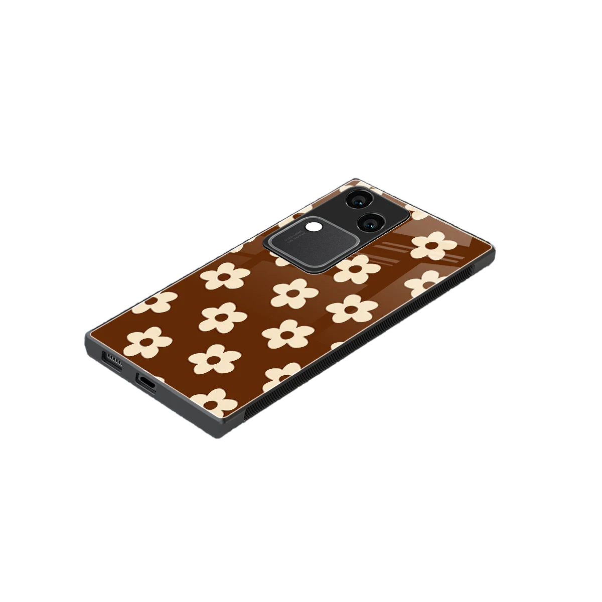 Brown Flowers stylish phone case for vivo v30 | glossy glass and slim fit
