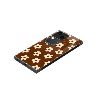 Brown Flowers stylish phone case for vivo v30 | glossy glass and slim fit