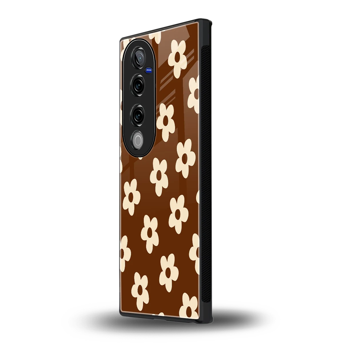 Brown Flowers vivo v40 pro mobile cover | shockproof glass phone case