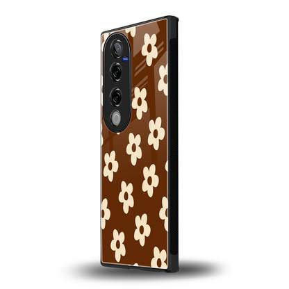 Brown Flowers vivo v40 pro mobile cover | shockproof glass phone case