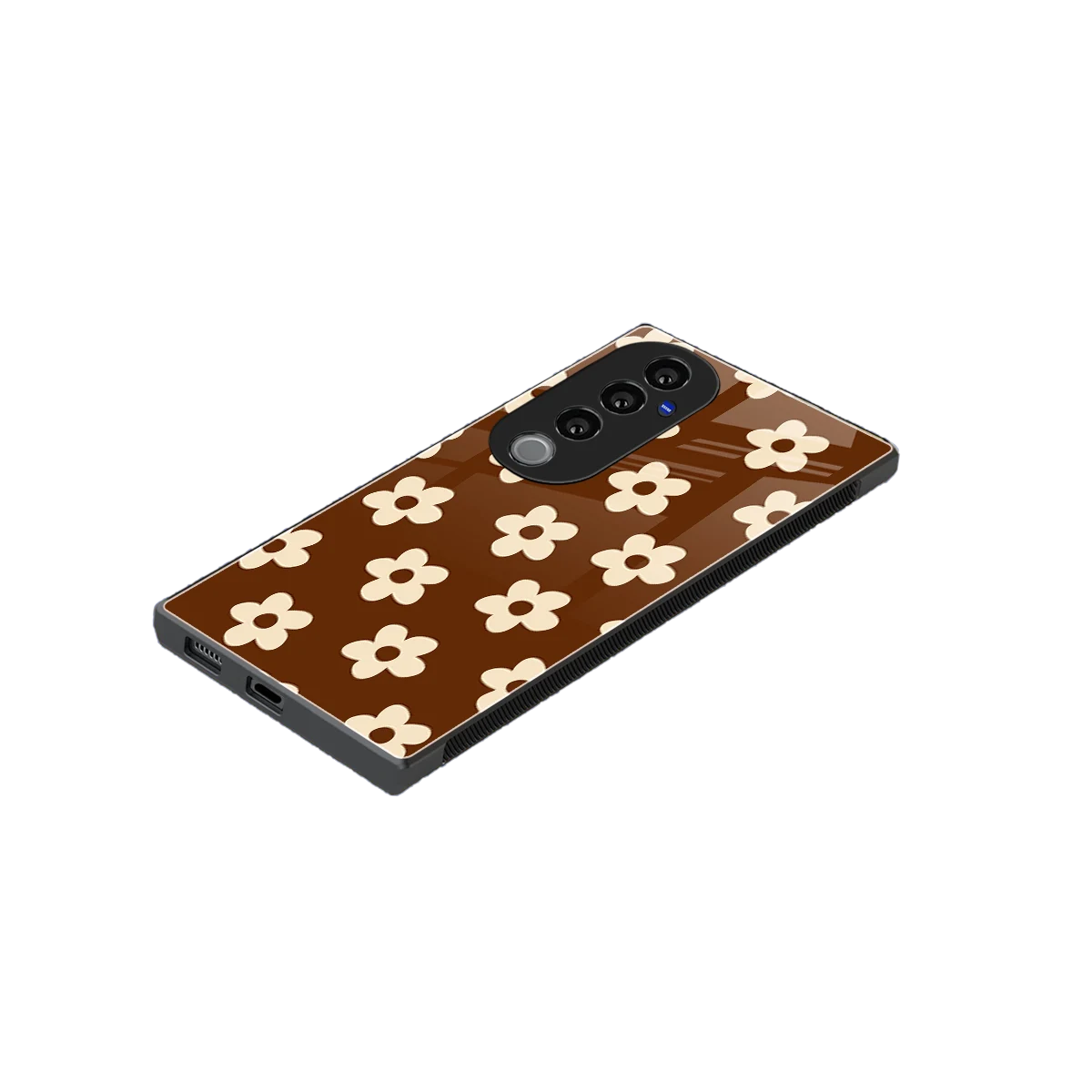 Brown Flowers stylish phone case for vivo v40 pro | glossy glass and slim fit