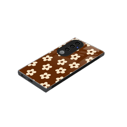 Brown Flowers stylish phone case for vivo v40 pro | glossy glass and slim fit