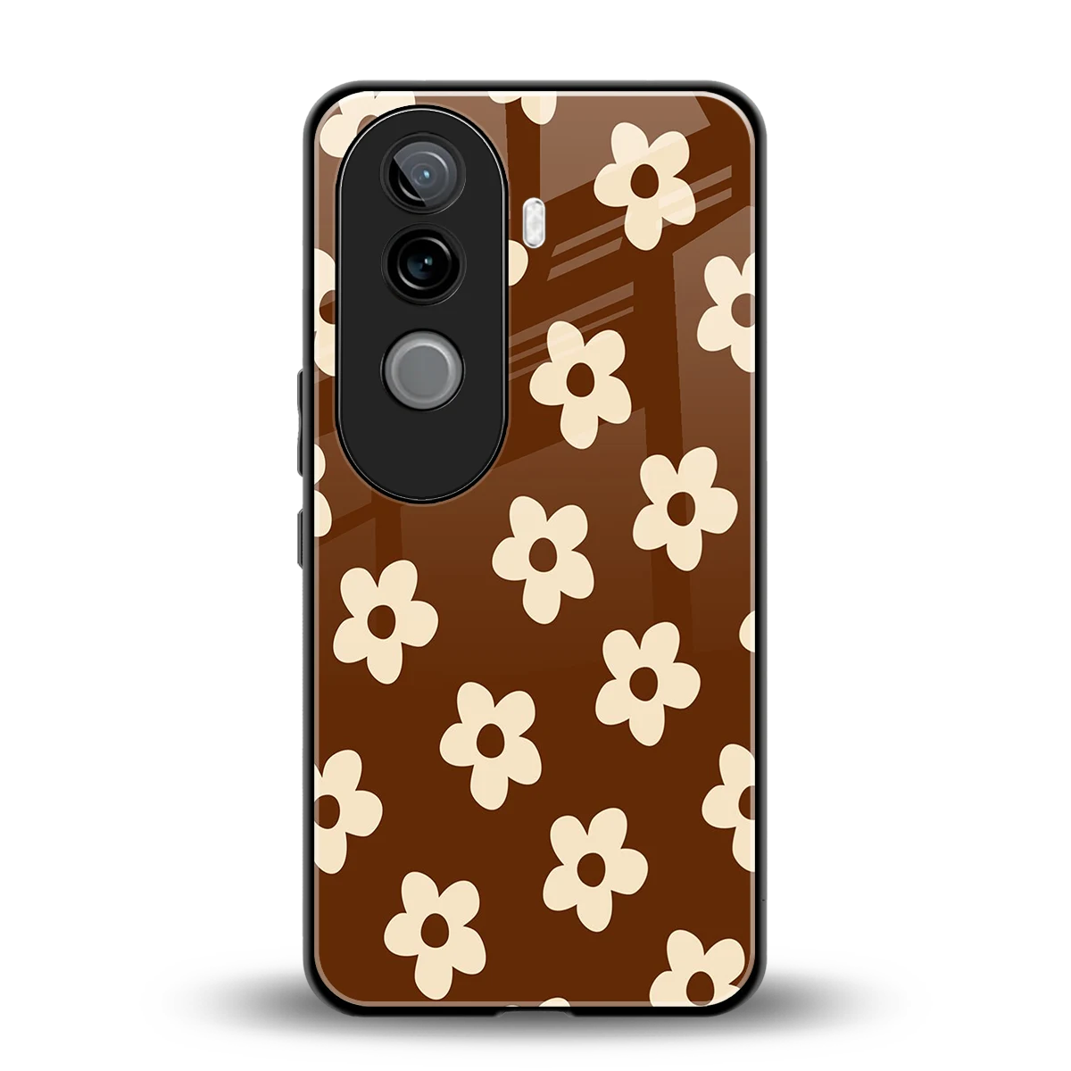 Brown Flowers back phone cover | glass case for vivo v40e