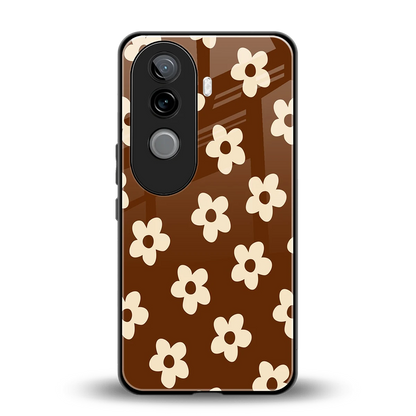 Brown Flowers back phone cover | glass case for vivo v40e