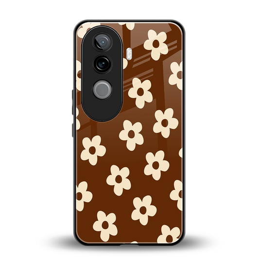 Brown Flowers back phone cover | glass case for vivo v40e