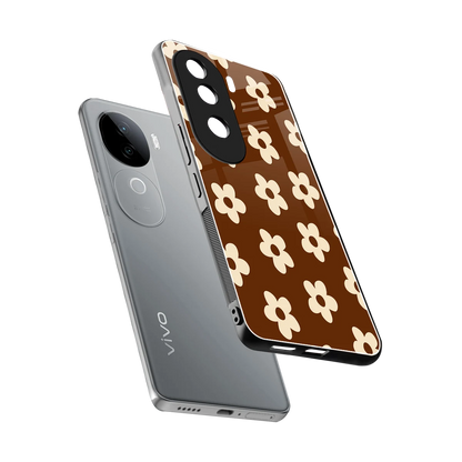 Brown Flowers sleek vivo v40e cover with tempered glass back and TPU edges