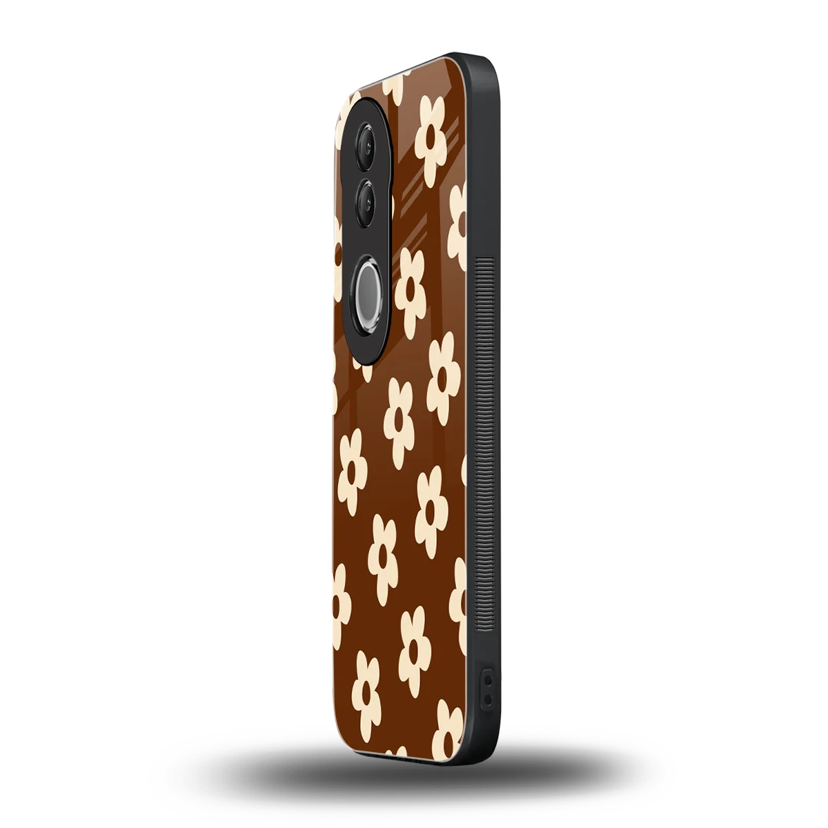 Brown Flowers vivo v50 mobile cover | shockproof glass phone case