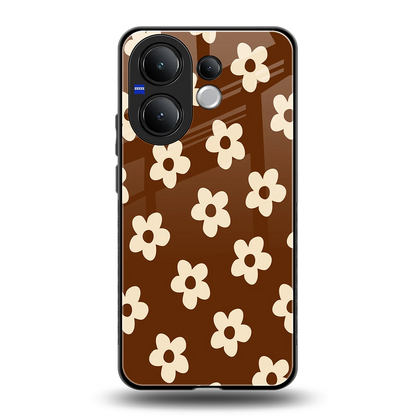 Brown Flowers back phone cover | glass case for vivo v60