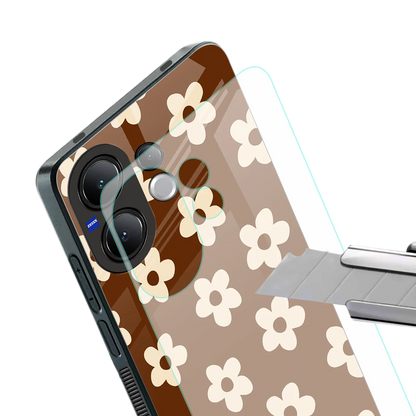 Brown Flowers stylish phone case for vivo v60 | glossy glass and slim fit