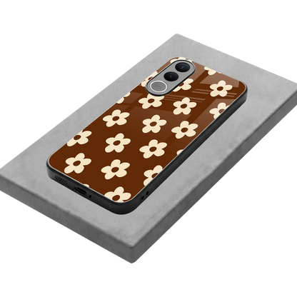 Brown Flowers stylish phone case for vivo v70 fe | glossy glass and slim fit