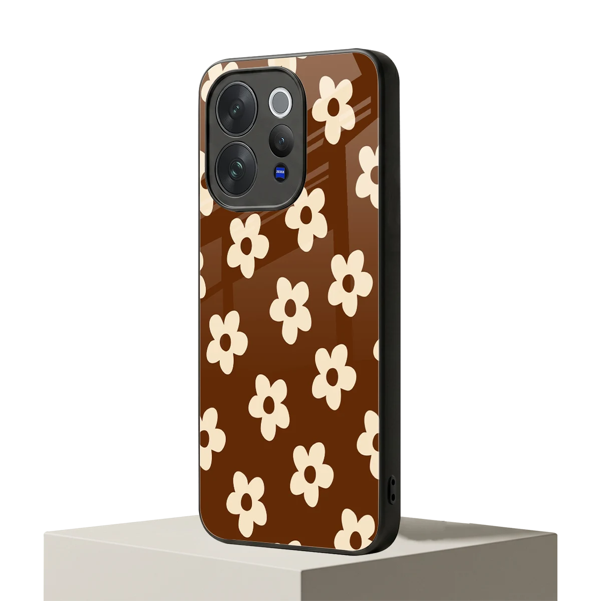 Brown Flowers vivo v70 mobile cover | shockproof glass phone case