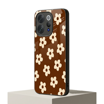 Brown Flowers vivo v70 mobile cover | shockproof glass phone case