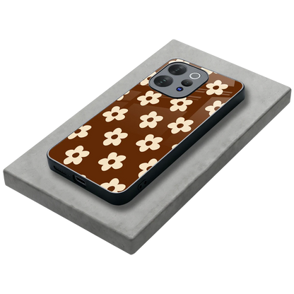 Brown Flowers stylish phone case for vivo v70 | glossy glass and slim fit