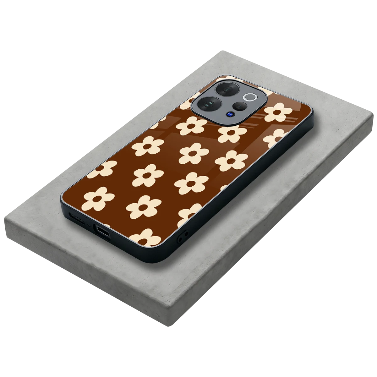 Brown Flowers stylish phone case for vivo v70 elite | glossy glass and slim fit