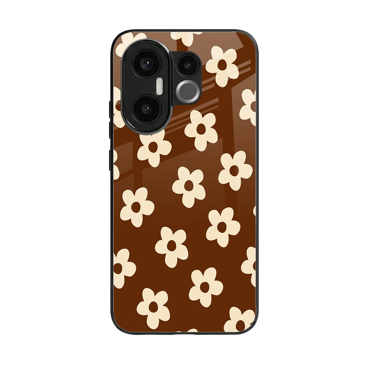Brown Flowers back phone cover | glass case for vivo x200 fe