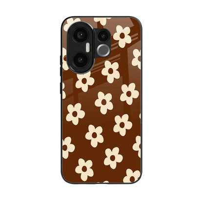 Brown Flowers back phone cover | glass case for vivo x200 fe