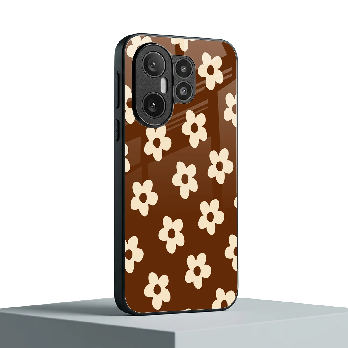 Brown Flowers vivo x200 fe mobile cover | shockproof glass phone case