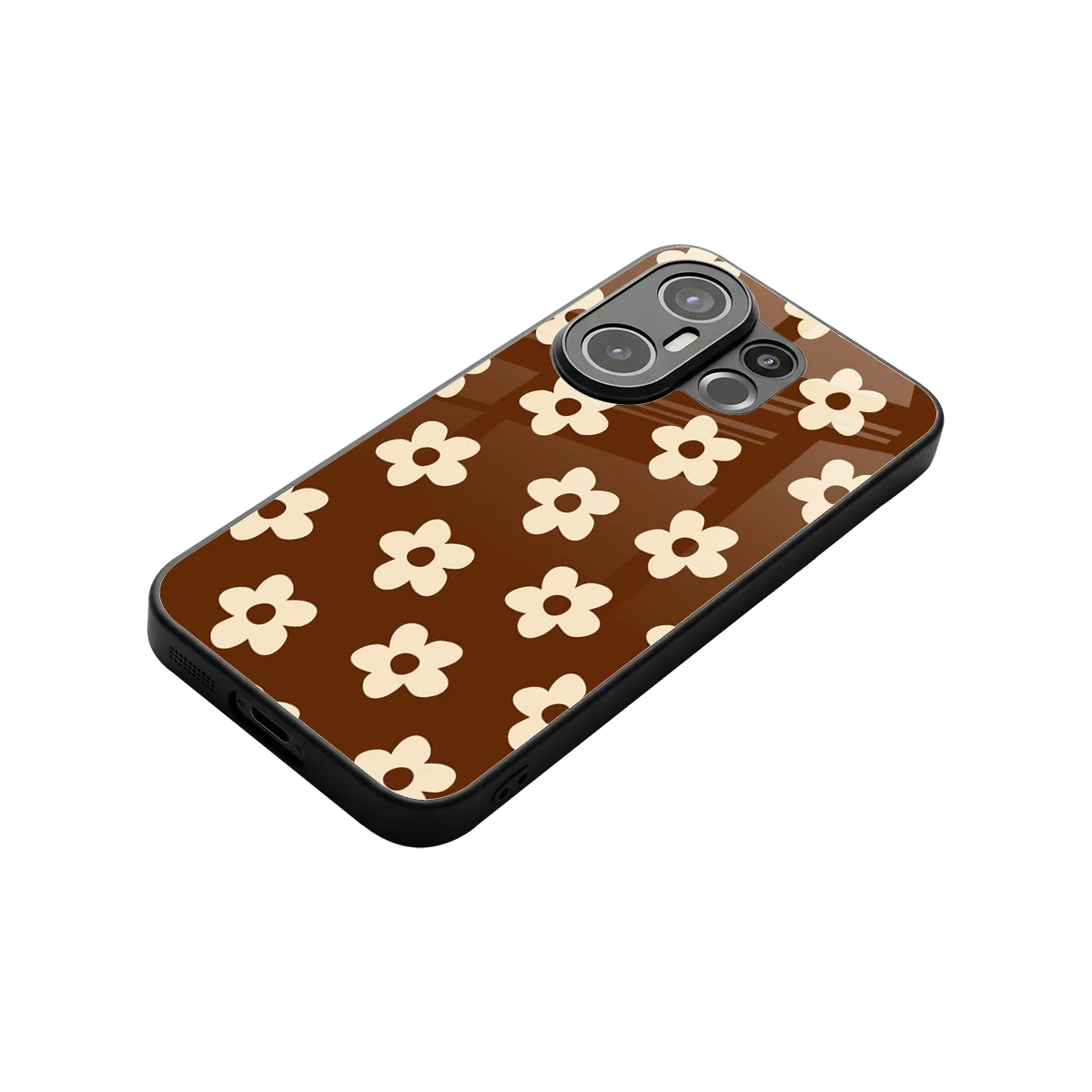 Brown Flowers stylish phone case for vivo x200 fe | glossy glass and slim fit