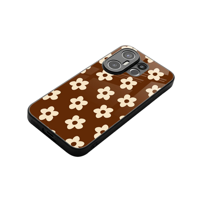 Brown Flowers stylish phone case for vivo x200 fe | glossy glass and slim fit