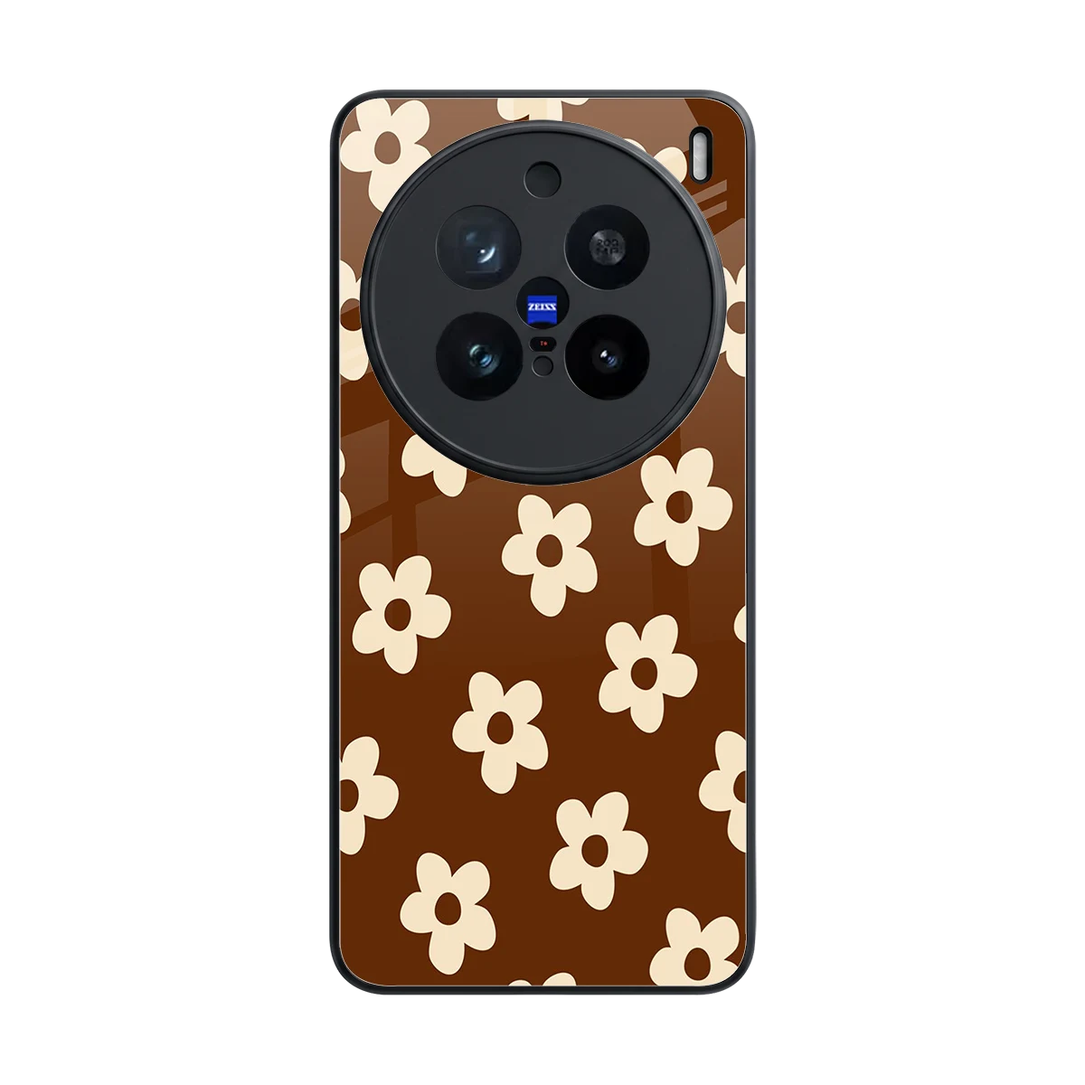 Brown Flowers back phone cover | glass case for vivo x200 pro
