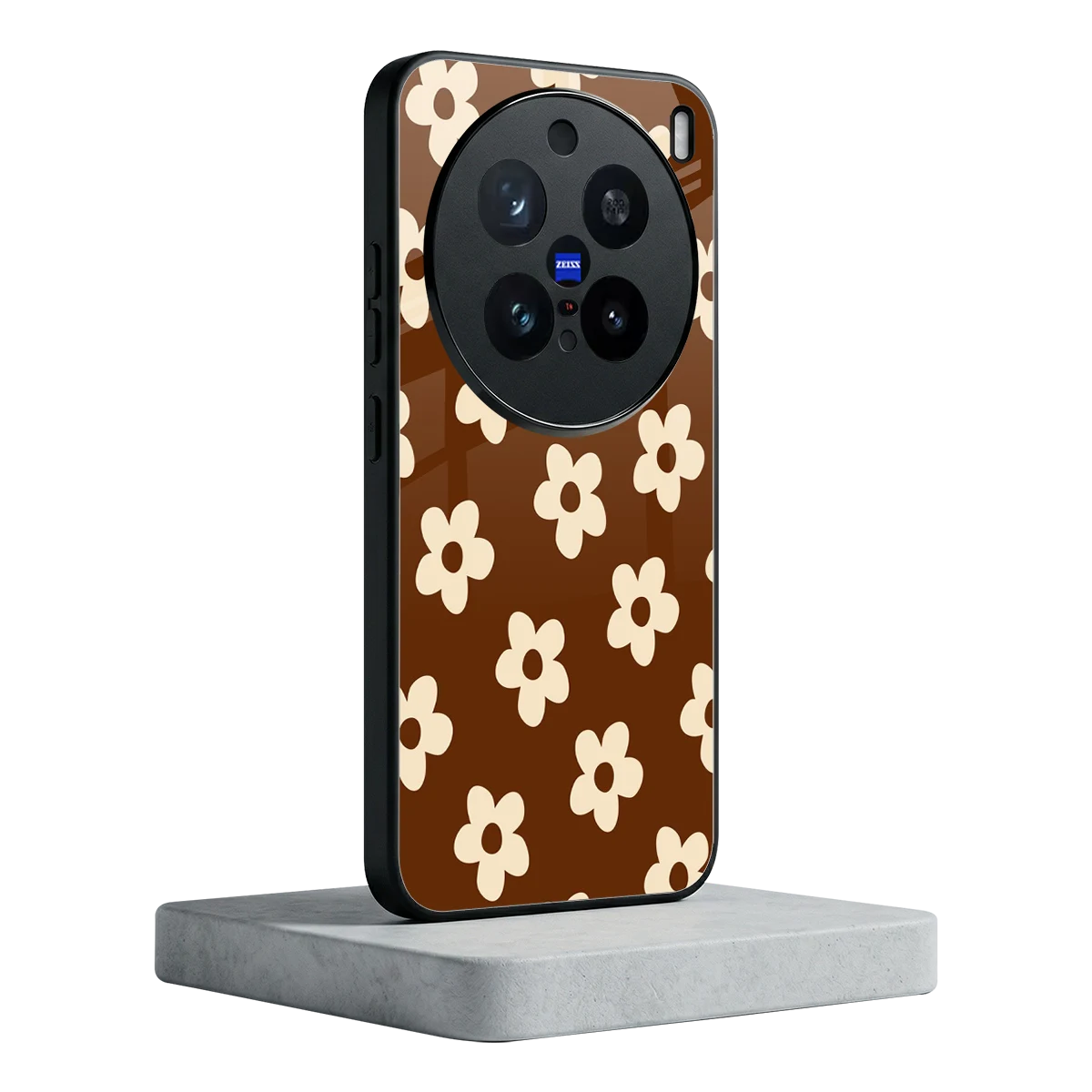 Brown Flowers vivo x200 pro mobile cover | shockproof glass phone case