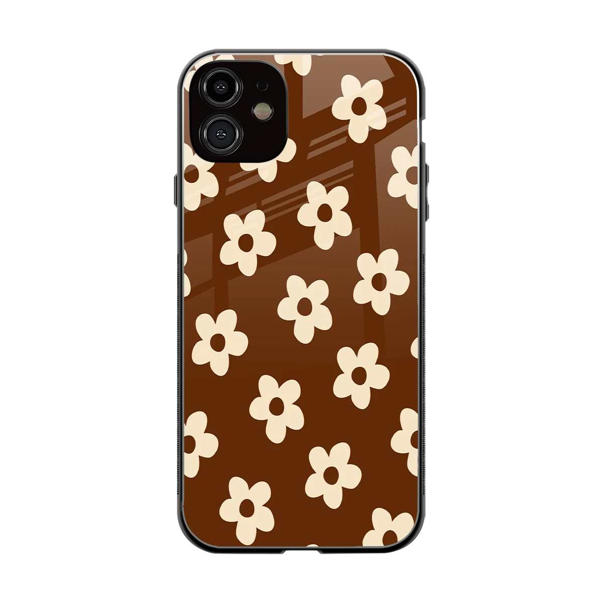 Brown Flowers back phone cover | glass case for iphone 12