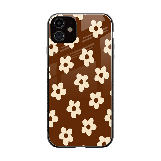 Brown Flowers back phone cover | glass case for iphone 12