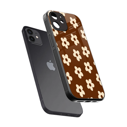 Brown Flowers sleek iphone 11 cover with tempered glass back and TPU edges