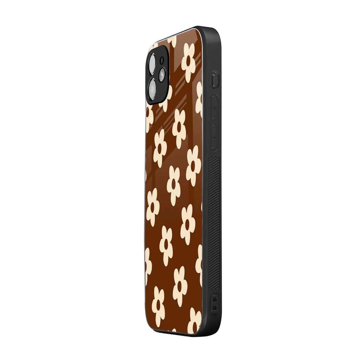 Brown Flowers iphone 12 mobile cover | shockproof glass phone case