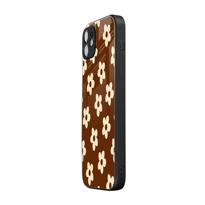 Brown Flowers iphone 12 mobile cover | shockproof glass phone case