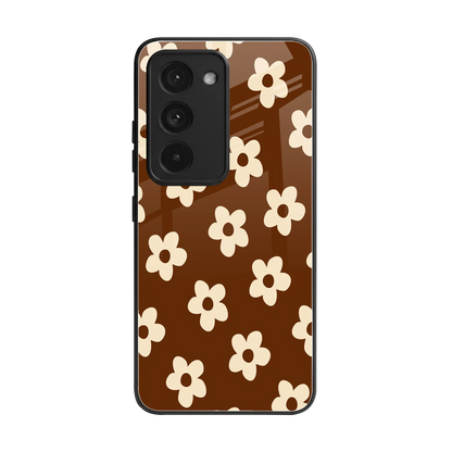 Brown Flowers back phone cover | glass case for redmi 15 5g