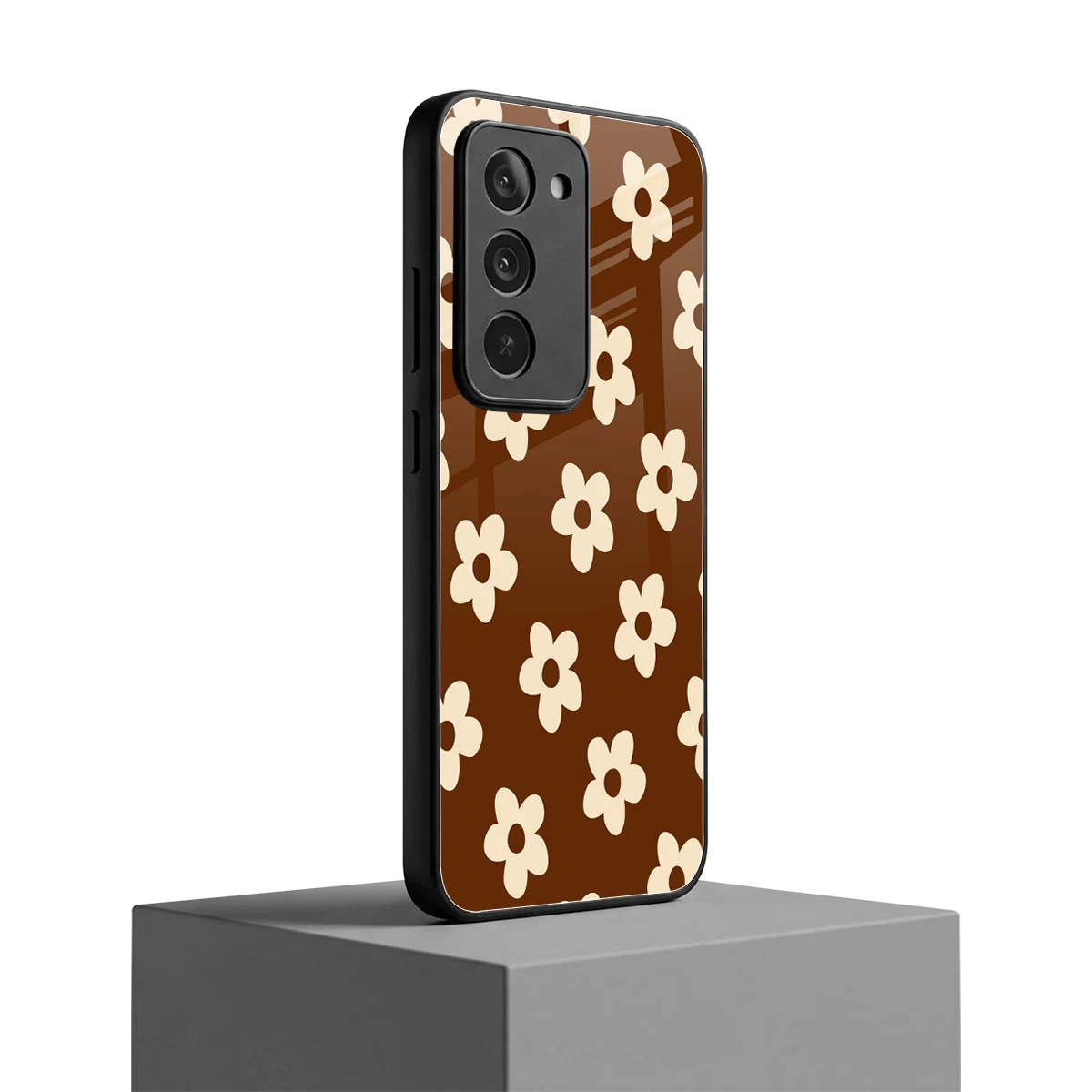 Brown Flowers redmi 15 5g mobile cover | shockproof glass phone case