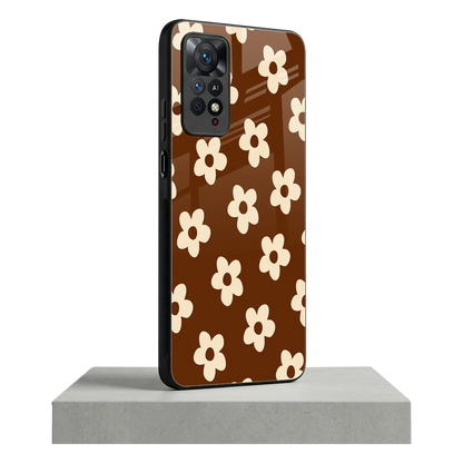 Brown Flowers redmi note 11 pro mobile cover | shockproof glass phone case