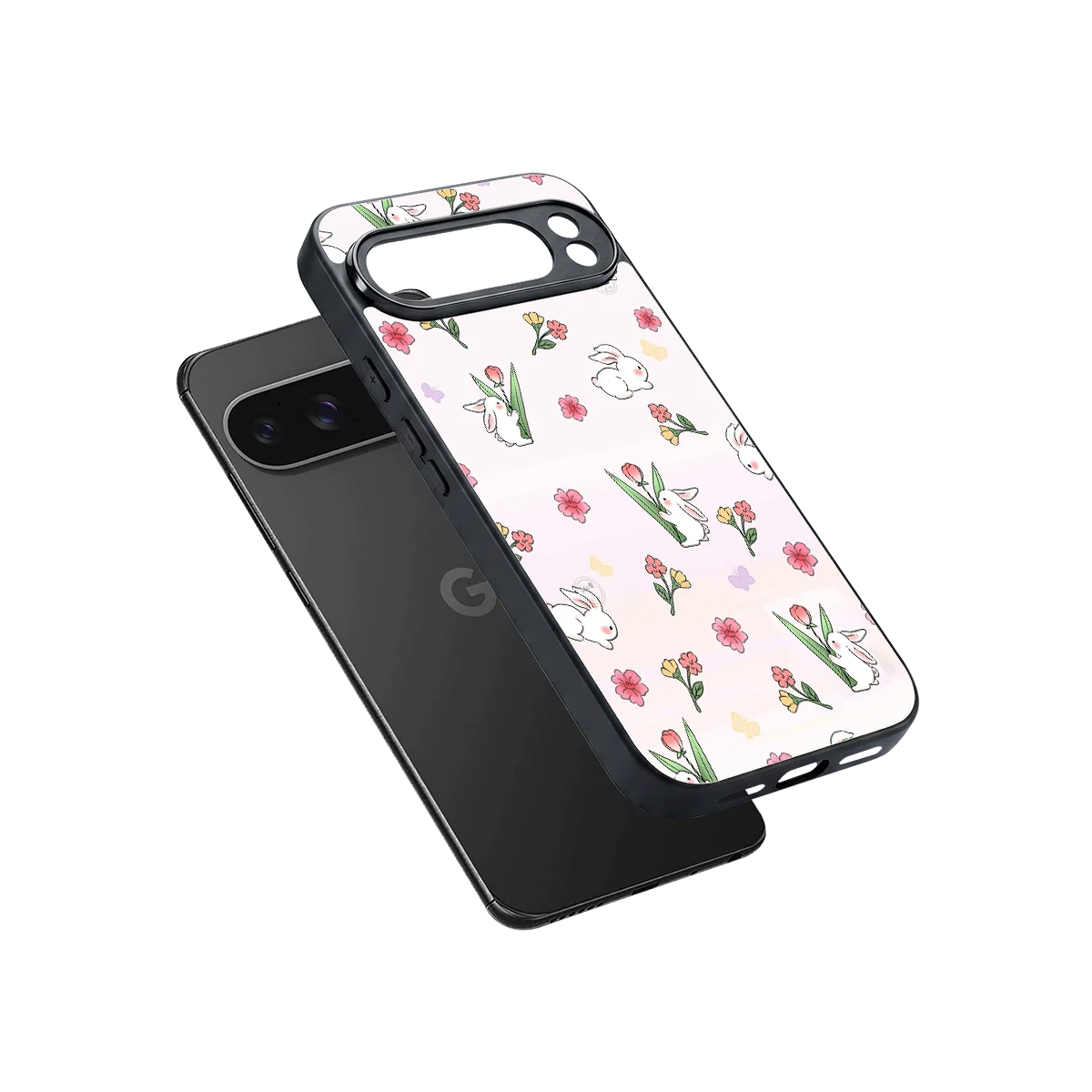 Bunny Bliss sleek google pixel 10 pro xl cover with tempered glass back and TPU edges