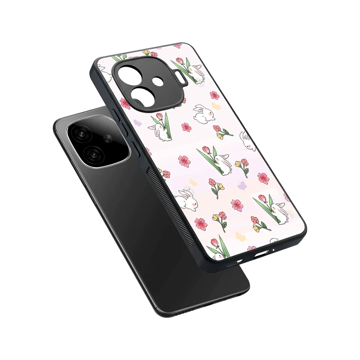 Bunny Bliss sleek iqoo neo 10r 5g cover with tempered glass back and TPU edges