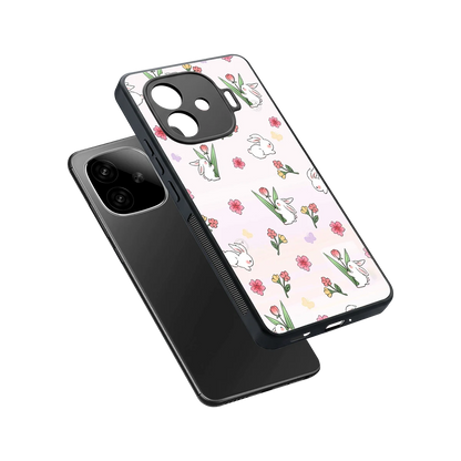 Bunny Bliss sleek iqoo neo 10r 5g cover with tempered glass back and TPU edges
