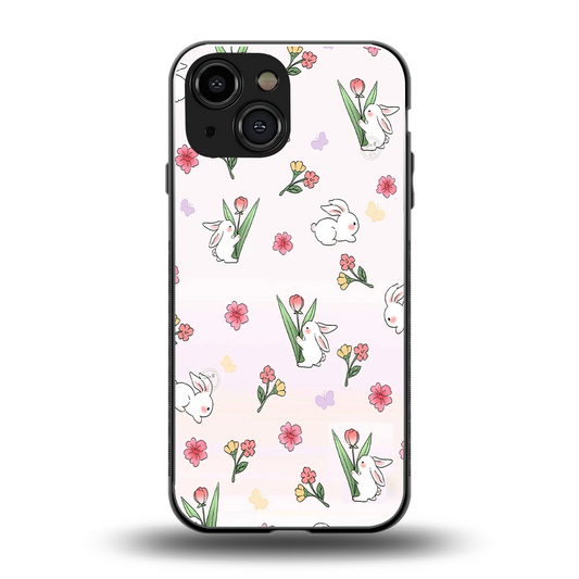 Bunny Bliss back phone cover | glass case for iphone 12 mini