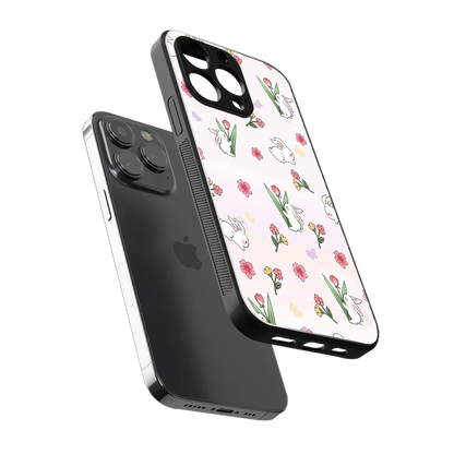 Bunny Bliss sleek iphone 13 pro cover with tempered glass back and TPU edges