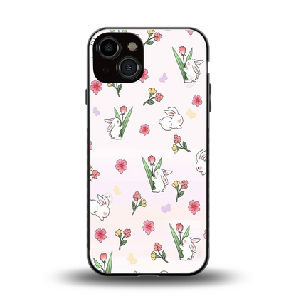 Bunny Bliss back phone cover | glass case for iphone 13